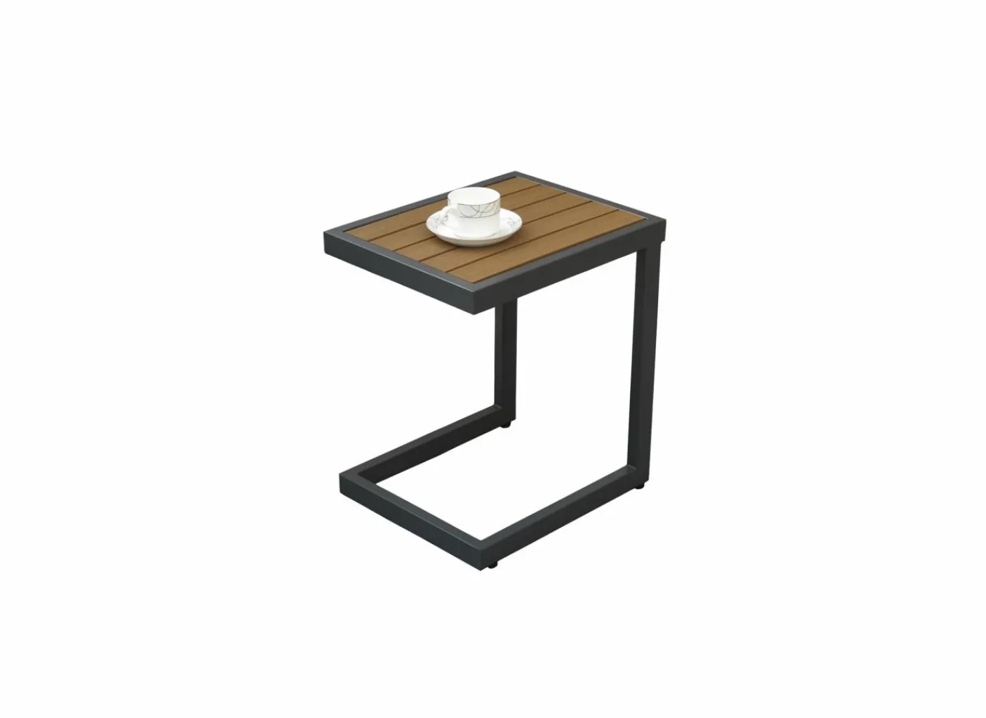 Bijzettafel Nirvana 40x32x45cm - aluminium/polywood - antraciet- Bijzettuinmeubelen|Bijzettafels