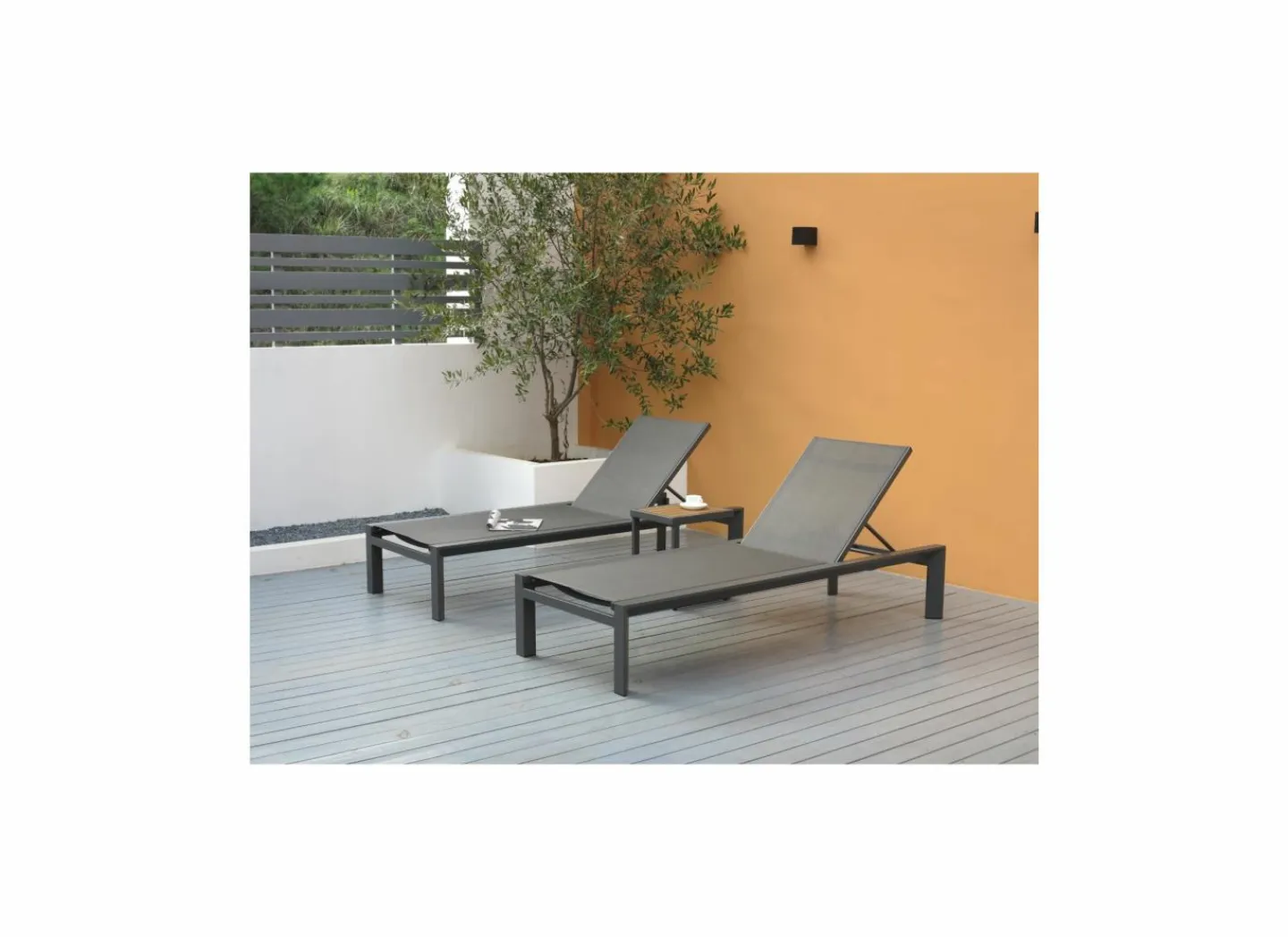 Bijzettafel Nirvana 40x32x45cm - aluminium/polywood - antraciet- Bijzettuinmeubelen|Bijzettafels