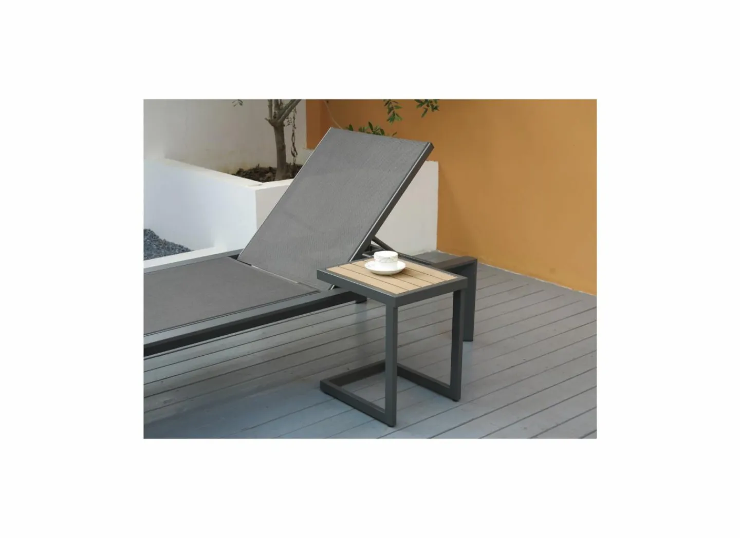 Bijzettafel Nirvana 40x32x45cm - aluminium/polywood - antraciet- Bijzettuinmeubelen|Bijzettafels