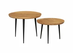 Bijzettafel Quant Ø60cm - acacia massief - bruin - set van 2- Bijzettafels