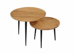 Bijzettafel Quant Ø60cm - acacia massief - bruin - set van 2- Bijzettafels