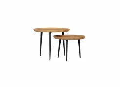 Bijzettafel Quant Ø60cm - acacia massief - bruin - set van 2- Bijzettafels