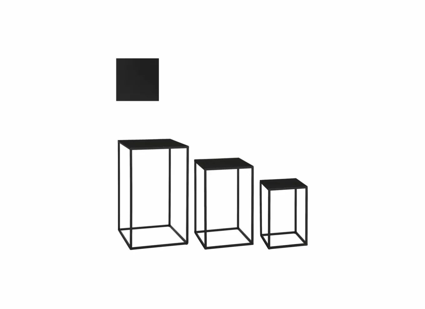 Edelman Bijzettafels|Bijzettafel Quinty 30x30cm - metaal - zwart - set van 3