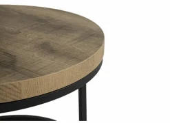 Bijzettafel SL2303  Ø76xH45,5cm/Ø56xH38,5cm - decor & metaal - scarlet oak set van 2- Bijzettafels