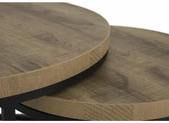 Bijzettafel SL2303  Ø76xH45,5cm/Ø56xH38,5cm - decor & metaal - scarlet oak set van 2- Bijzettafels