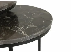 Bijzettafel Trail Ø48cm - marmer - bruin - set van 2- Bijzettafels