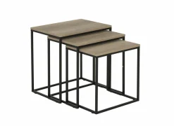 Bijzettafel Victorius 55x40cm - melamine - bruin set van 3- Bijzettafels|Salontafels