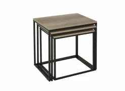 Bijzettafel Victorius 55x40cm - melamine - bruin set van 3- Bijzettafels|Salontafels