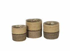 Bloempot Sade set van 3 - zeegras - naturel- Vazen & Bloempotten|Vazen & Bloempotten