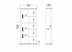 Boekenrek Paris 96x37x201cm - decor - wit- Boekenkast|Boekenkast