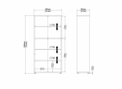 Boekenrek Prima 89x40x186cm - decor - wit- Rekken|Boekenkast