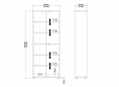 Boekenrek Prima 89x40x222cm - decor - wit- Rekken|Boekenkast