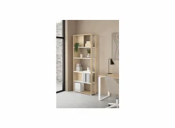 Boekenkast|Boekenkast|Boekenrek Sign 80x35x205cm - decor - jackson hickory bruin & wit