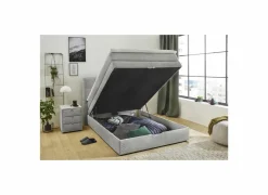 Boxsprings|Boxspring Amy 140x200cm - stof - lichtgrijs met opbergruimte
