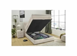 Boxsprings|Boxspring Amy 140x200cm met opbergruimte stof ecru