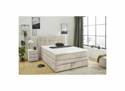 Boxsprings|Boxspring Amy 140x200cm met opbergruimte stof ecru