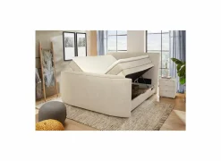 Compleet Bed|Tweepersoonsbedden|Boxspring Belair Max 180x200cm - stof - beige met tv-lift en opbergruimte