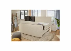 Compleet Bed|Tweepersoonsbedden|Boxspring Belair Max 180x200cm - stof - beige met tv-lift en opbergruimte