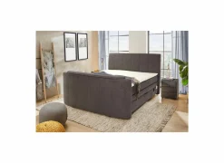 Compleet Bed|Tweepersoonsbedden|Boxspring Belair Mix 180x200cm - stof - antraciet met tv-lift en opbergruimte
