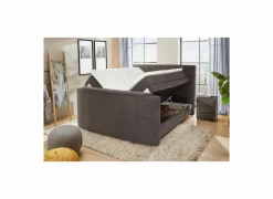 Compleet Bed|Tweepersoonsbedden|Boxspring Belair Mix 180x200cm - stof - antraciet met tv-lift en opbergruimte