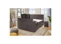 Compleet Bed|Tweepersoonsbedden|Boxspring Belair Mix 180x200cm - stof - antraciet met tv-lift en opbergruimte