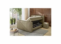 Compleet Bed|Boxsprings|Boxspring Belair Normal 180x200cm - stof - mud met tv-lift en opbergruimte