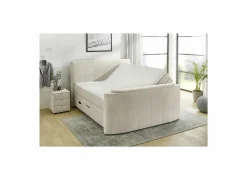 Compleet Bed|Boxsprings|Boxspring Belair Normal 180x200cm - stof - beige met tv-lift en opbergruimte