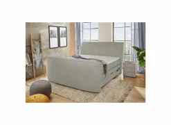 Boxspring Belair Normal 180x200cm - stof - lichtgrijs met tv-lift en opbergruimte- Compleet Bed|Boxsprings