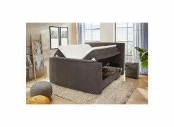 Boxspring Belair Normal 180x200cm - stof - antraciet met tv-lift en opbergruimte- Compleet Bed|Boxsprings