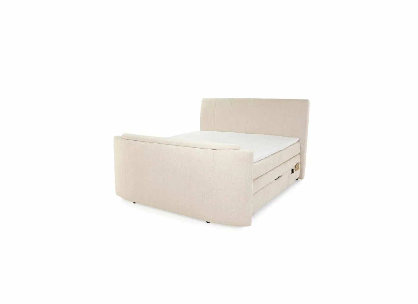 Boxspring Belair Normal 180x200cm - stof - ecru met tv-lift en opbergruimte- Compleet Bed|Boxsprings