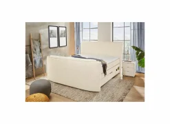 Boxspring Belair Normal 180x200cm - stof - ecru met tv-lift en opbergruimte- Compleet Bed|Boxsprings