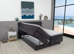 Boxsprings|Boxspring BX2110 Portage 160x200cm - stof - antraciet met opbergruimte