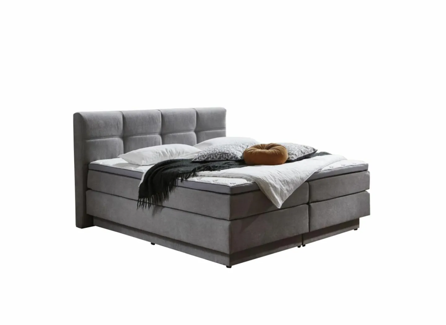 Boxspring BX2110 Portage 180x200cm - stof - middengrijs met opbergruimte- Boxsprings