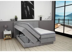 Boxspring BX2110 Portage 180x200cm - stof - lichtgrijs met opbergruimte- Boxsprings