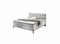 Boxspring BX2180 Rockaway 140x200cm - stof - grijs- Boxsprings