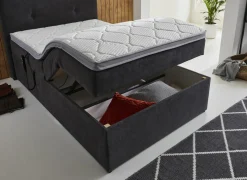 Boxspring BX1880  100x200cm - stof - grijs met opbergruimte- Compleet Bed|Boxsprings