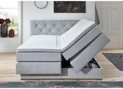 Boxspring BX2060 180x200cm - stof - lichtgrijs met opbergruimte- Boxsprings