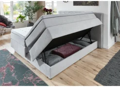 Boxspring BX2060 180x200cm - stof - lichtgrijs met opbergruimte- Boxsprings