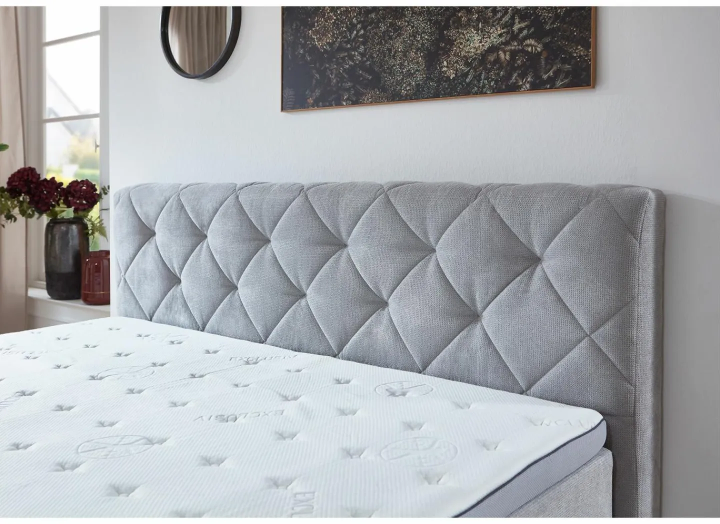 Boxspring BX2060 180x200cm - stof - lichtgrijs met opbergruimte- Boxsprings