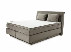 Boxspring Caren Max 160x200cm - stof - taupe met opbergruimte- Boxsprings