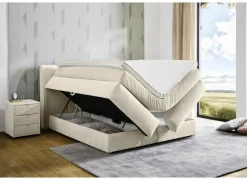 Boxspring Caren Max 180x200cm - stof - ecru met opbergruimte- Boxsprings