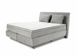 Boxspring Caren Normal 160x200cm - stof - grijs met opbergruimte- Boxsprings