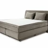 Boxspring Caren Normal 160x200cm - stof - taupe met opbergruimte- Boxsprings