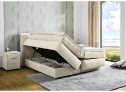 Boxsprings|Boxspring Caren Normal 180x200cm - stof - ecru met opbergruimte
