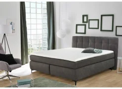 Boxspring Gitta 180x200cm - stof - donkergrijs- Compleet Bed|Tweepersoonsbedden