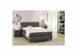 Boxspring Gitta 140x200cm - stof - donkergrijs- Compleet Bed|Tweepersoonsbedden