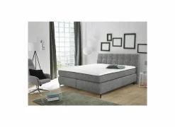 Compleet Bed|Tweepersoonsbedden|Boxspring Gitta 180x200cm - stof - lichtgrijs