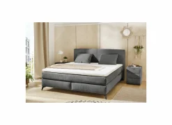 Compleet Bed|Tweepersoonsbedden|Boxspring Kira Max 160x200cm - stof - donkergrijs