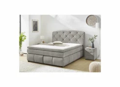 Boxspring Mila Max 180x200cm - stof - middengrijs- Compleet Bed|Boxsprings