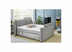 Boxspring Moviestar Mix 180x200cm - stof - lichtgrijs met tv-lift- Compleet Bed|Tweepersoonsbedden